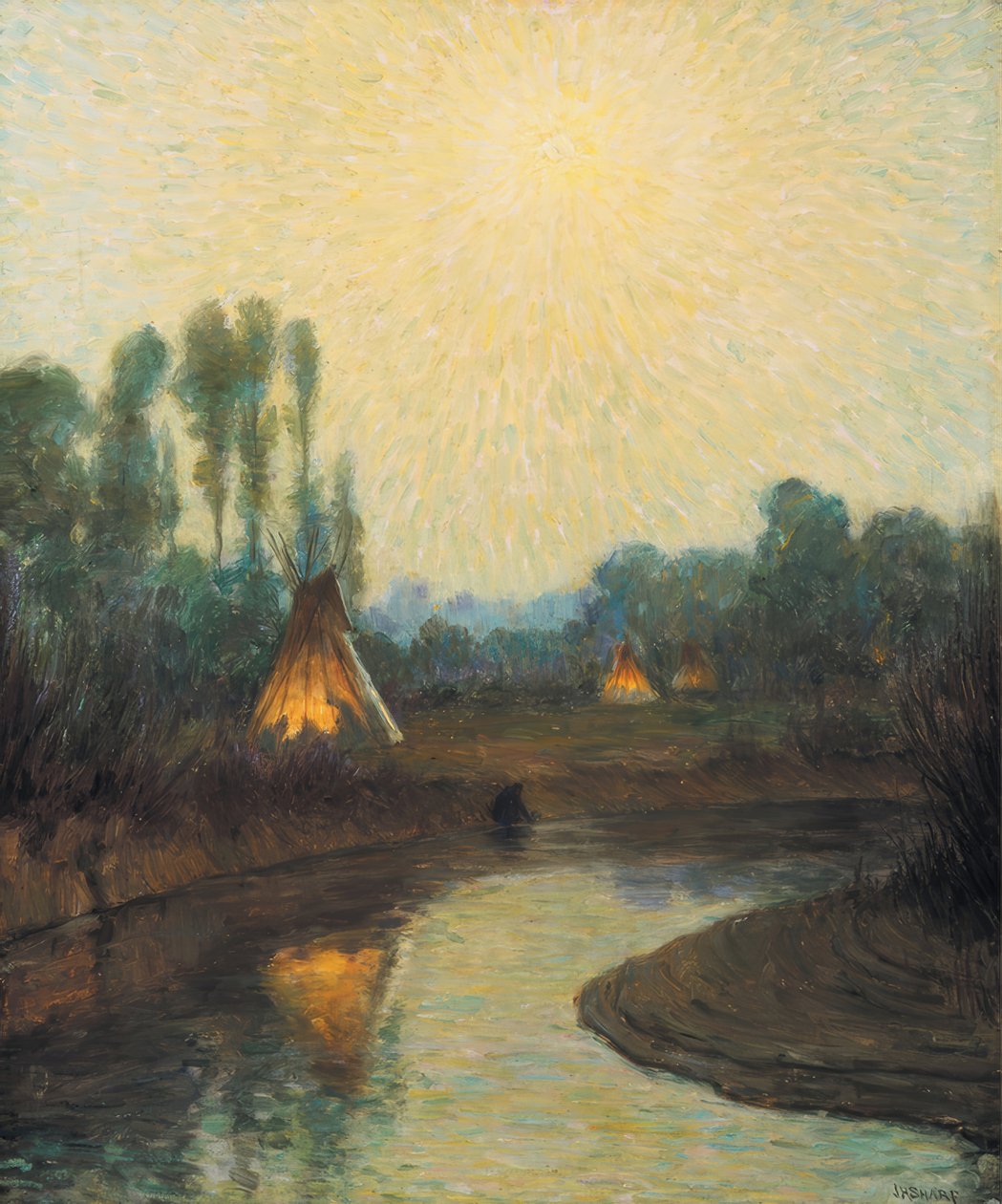 Frühes Mondlicht, Crow-Reservat von Joseph Henry Sharp