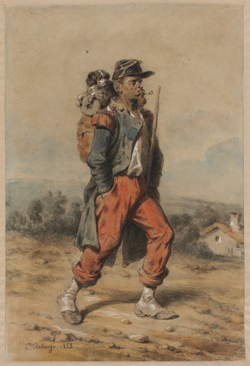 Soldat mit Hund, 1853 von Joseph Louis Hippolyte Bellange