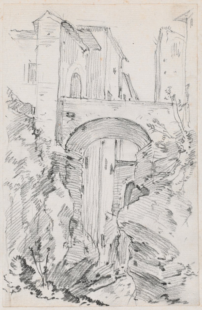 Eine hohe Brücke in Tivoli von Joseph Marie Vien