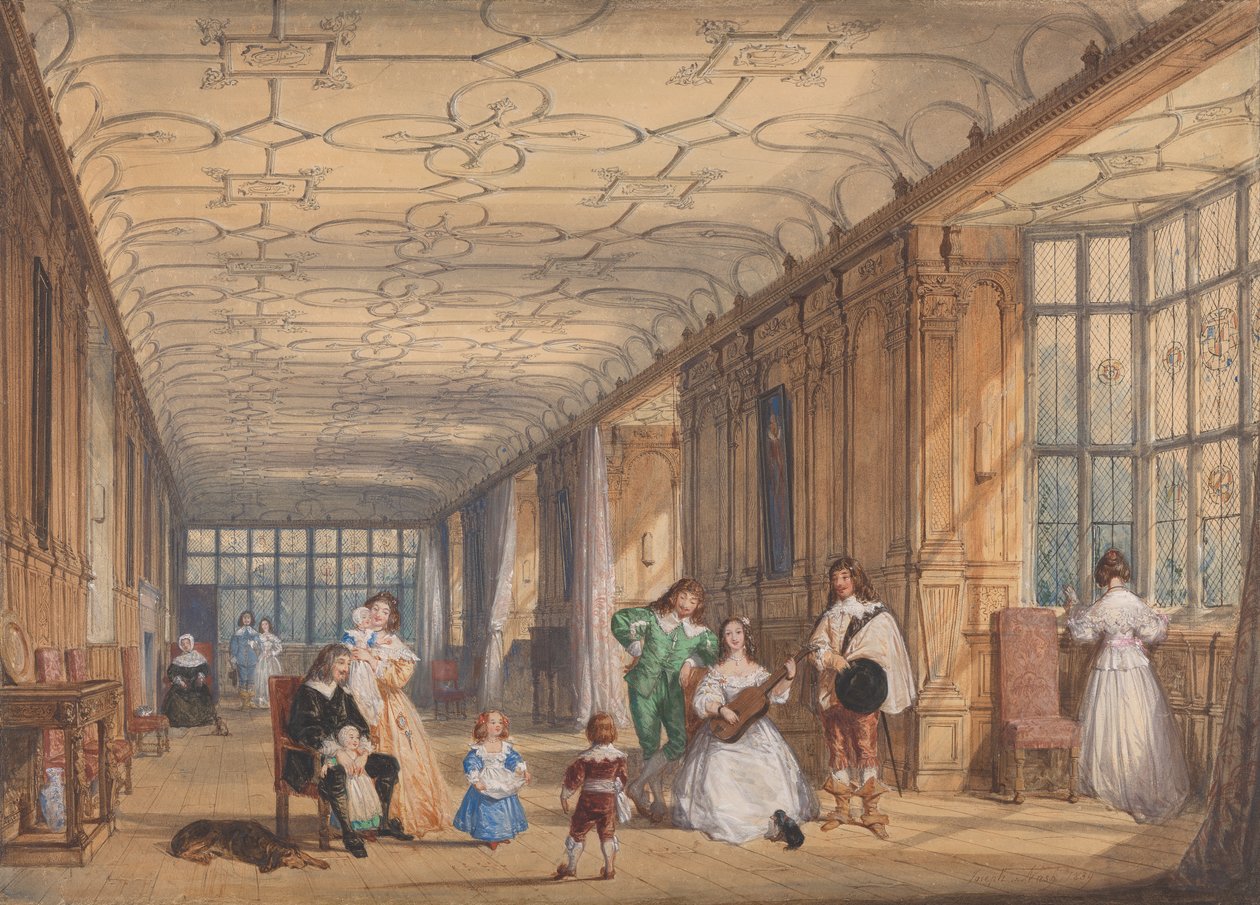 Die lange Galerie, Haddon Hall, Derbyshire von Joseph Nash