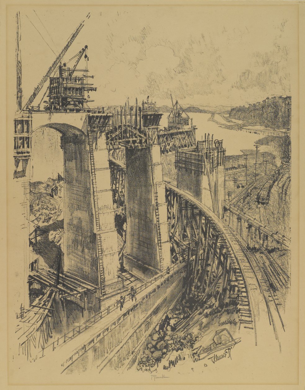 Zugänge zur Gatun-Schleuse, 1912 von Joseph Pennell