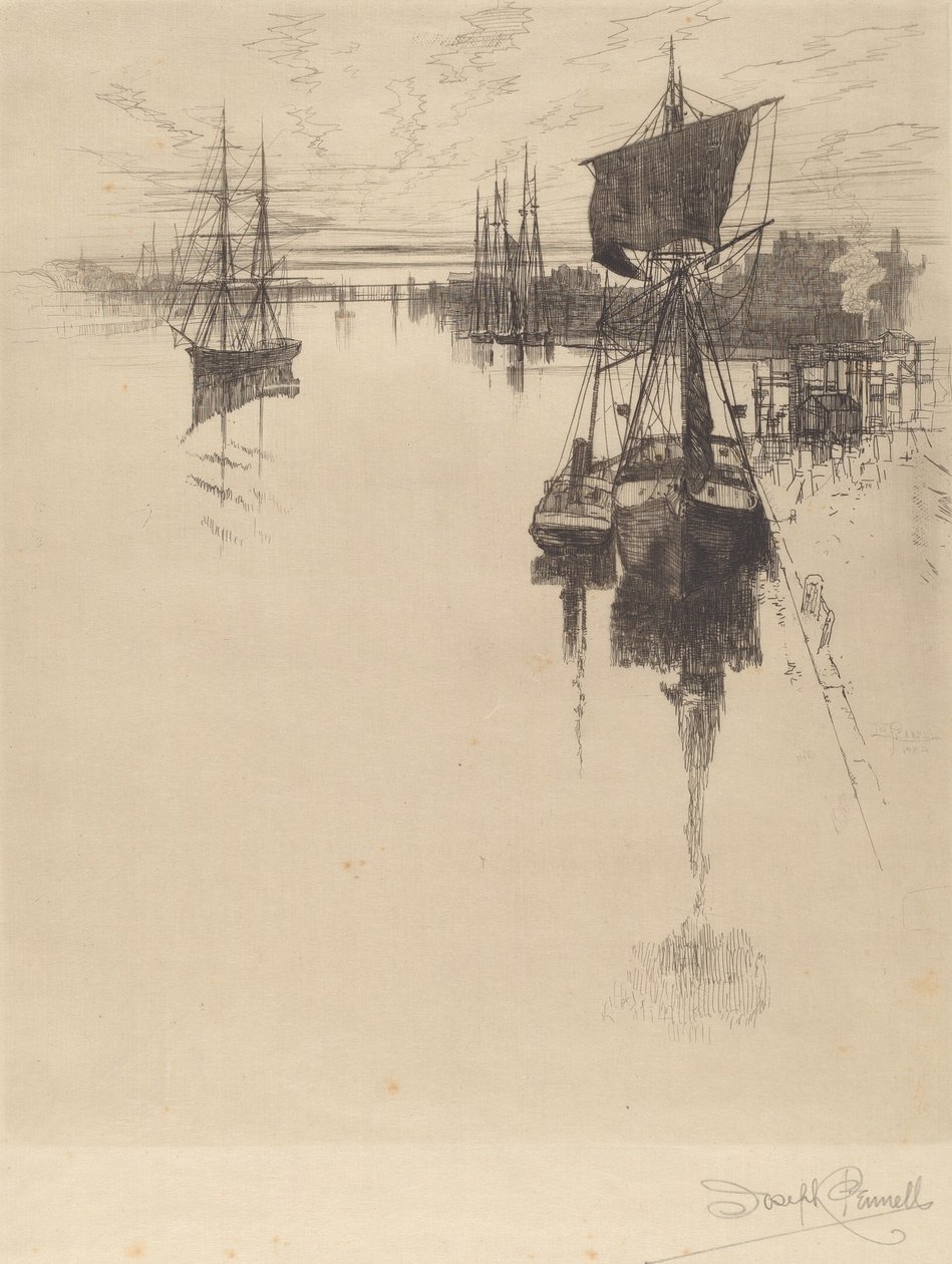 Unter der Chestnut St. Brücke, Philadelphia, 1884 von Joseph Pennell