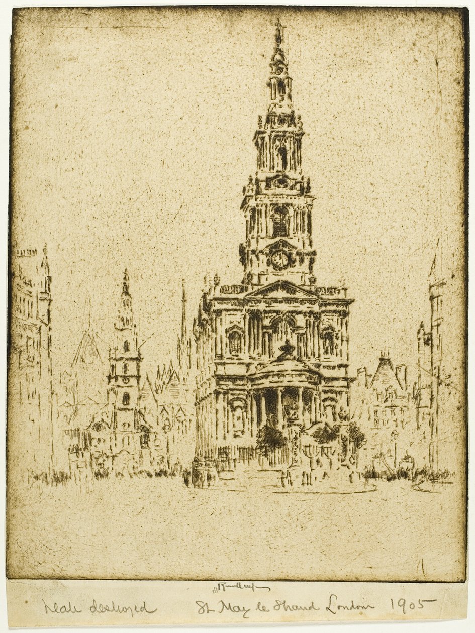 Kirche von Saint Mary-le-Strand von Joseph Pennell