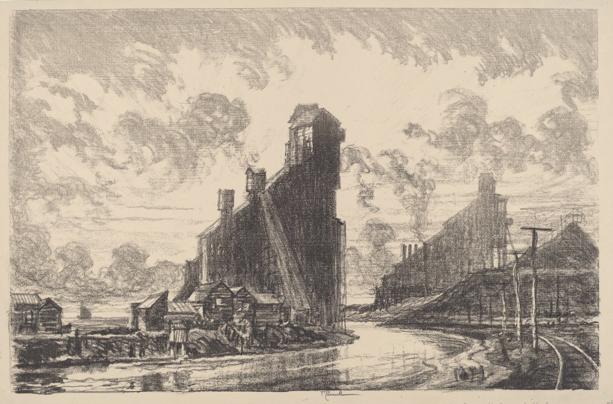 Kohlenbrecher am Fluss von Joseph Pennell
