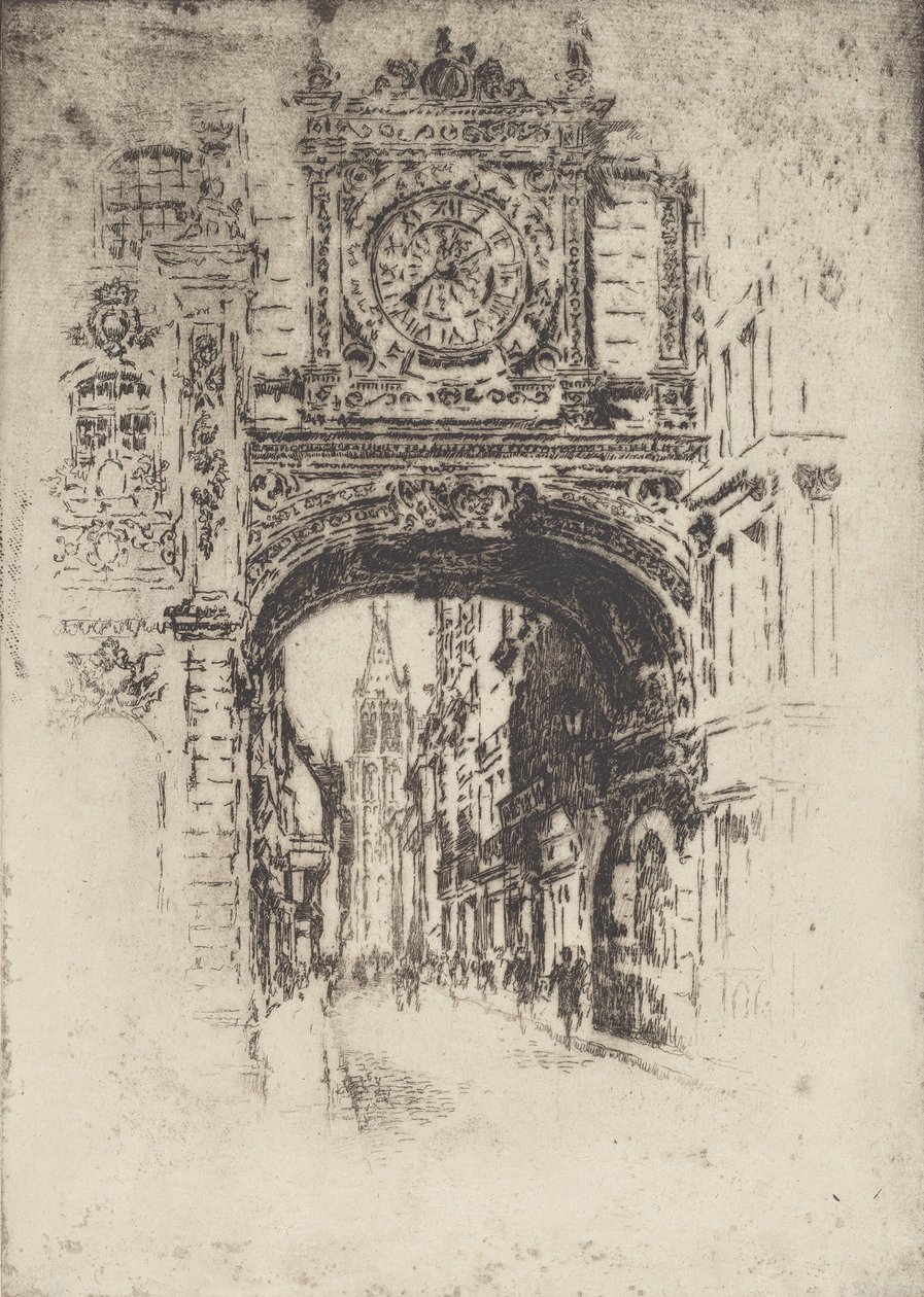 Grosse Horloge, Rouen, 1907 von Joseph Pennell