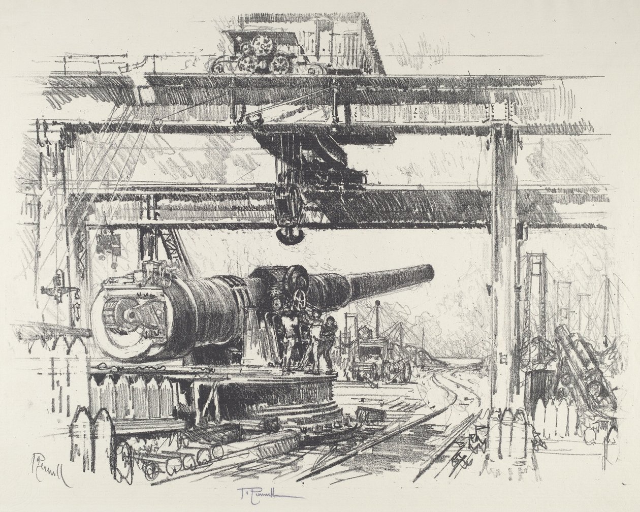 Waffentest, 1916 von Joseph Pennell