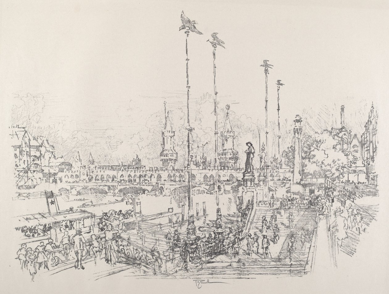 Oberbaumbrücke, Berlin von Joseph Pennell