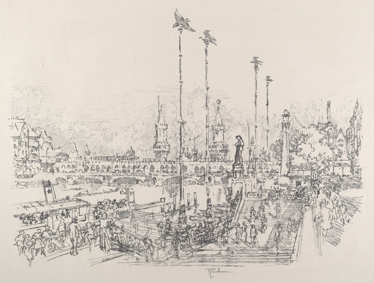 Oberbaumbrücke, Berlin, 1921 von Joseph Pennell