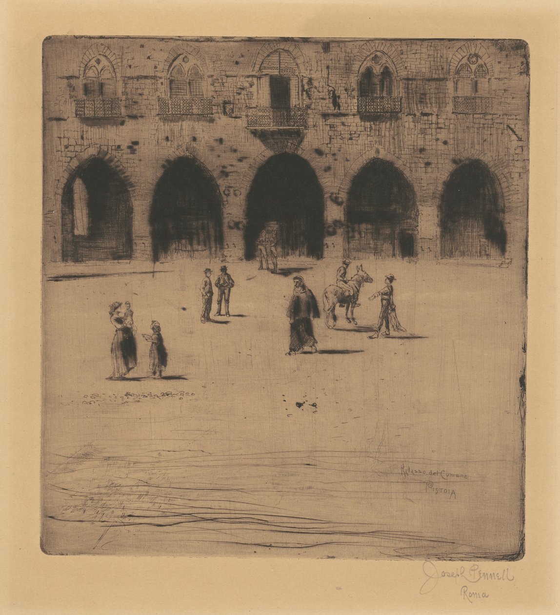 Plazza del Comune, Pistoia von Joseph Pennell