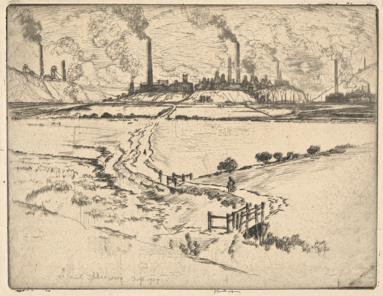Potlands, Longport, Sept. 1909, (Stokes?) von Joseph Pennell