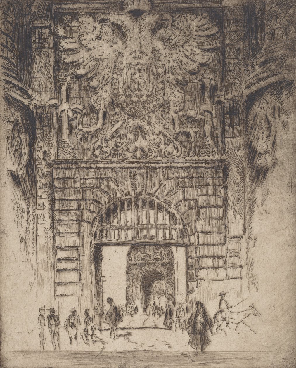 Puerta Visagara, Tor von Madrid, Toledo, 1904 von Joseph Pennell