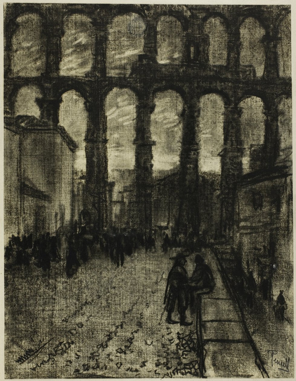 Segovia, das Aquädukt vom Markt von Joseph Pennell