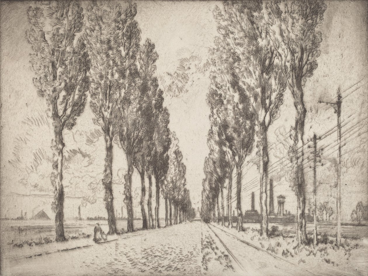 Die Allee, Valenciennes, 1910 von Joseph Pennell