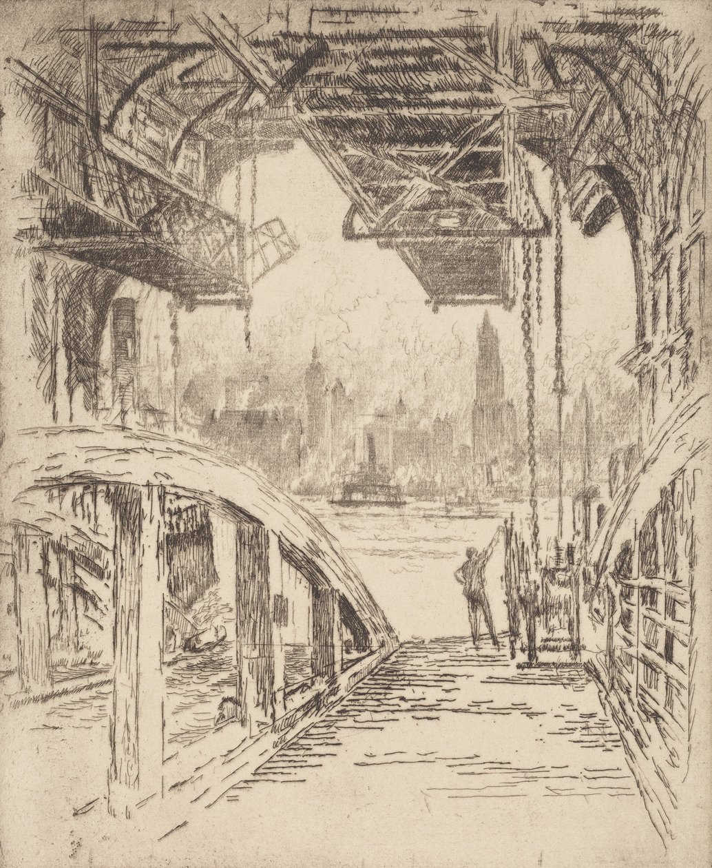 Das Fährhaus, 1919 von Joseph Pennell