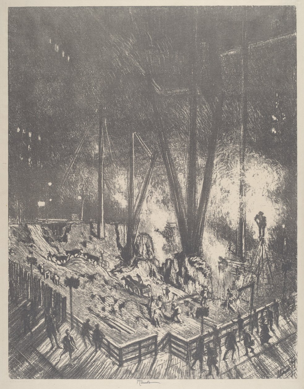 Die Fundamente, Bau eines Wolkenkratzers von Joseph Pennell