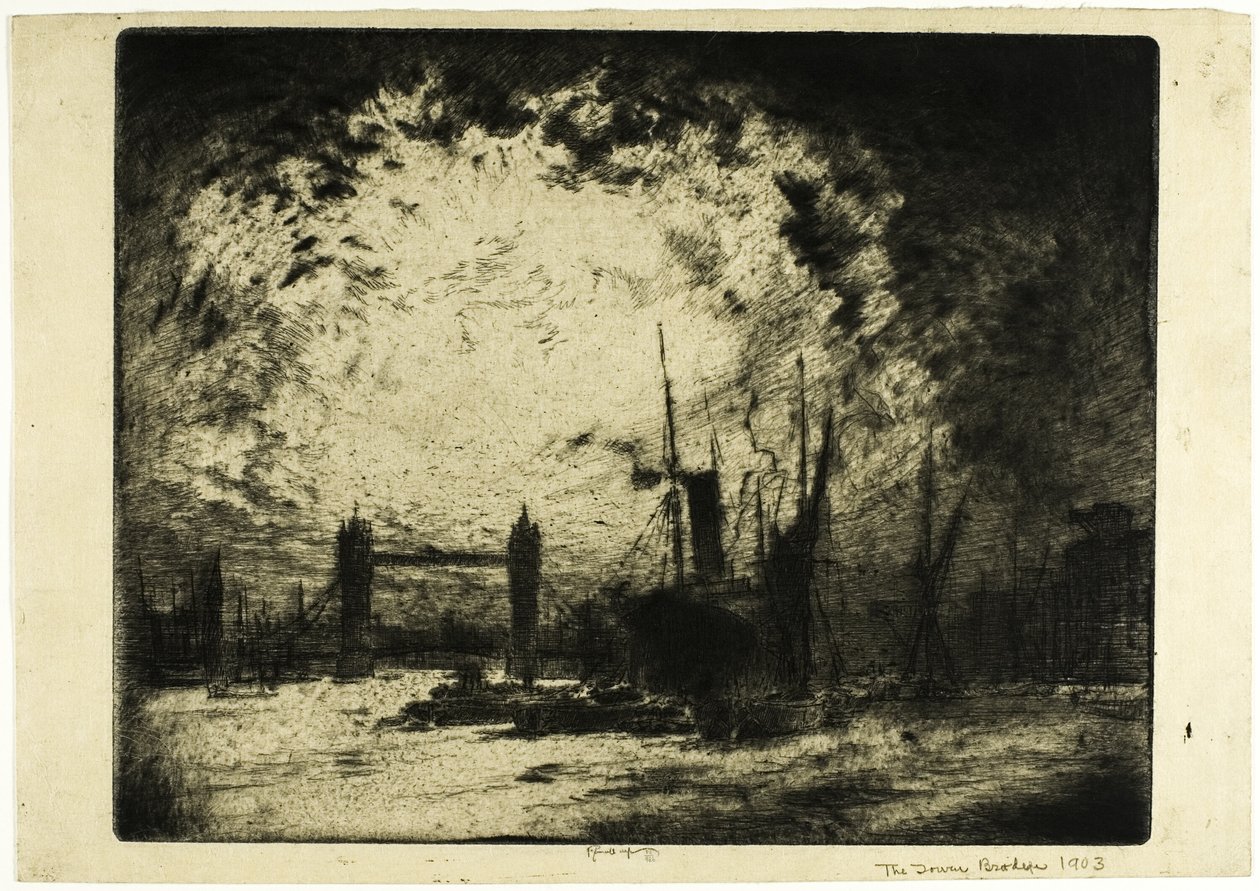 Die Tower Bridge, Abend von Joseph Pennell