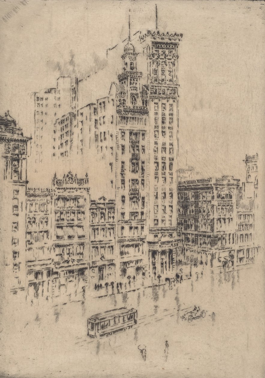 Union Square, Regentag, 1904 von Joseph Pennell