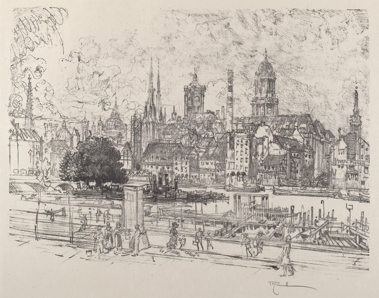 Ansicht der Spree, Berlin, 1921 von Joseph Pennell
