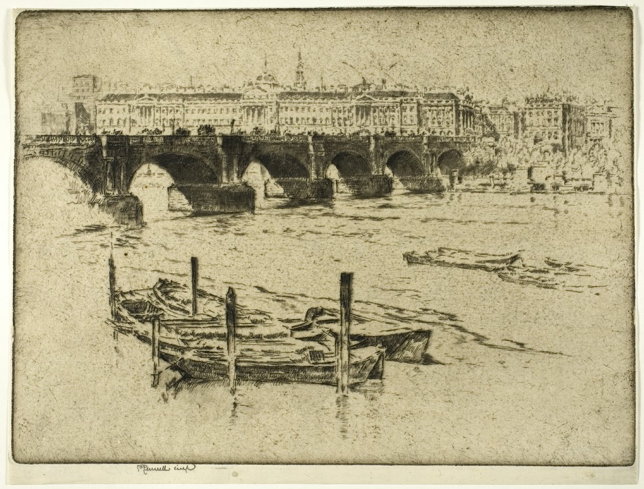 Waterloo Bridge und Somerset House von Joseph Pennell