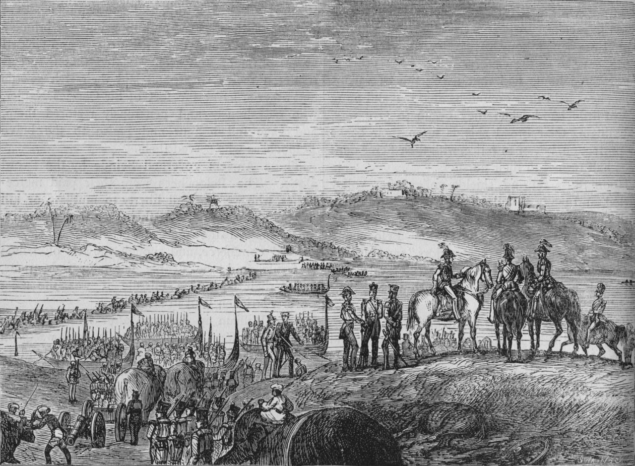 Die britische Armee überquert den Sutlej, um 1880 von Joseph Swain