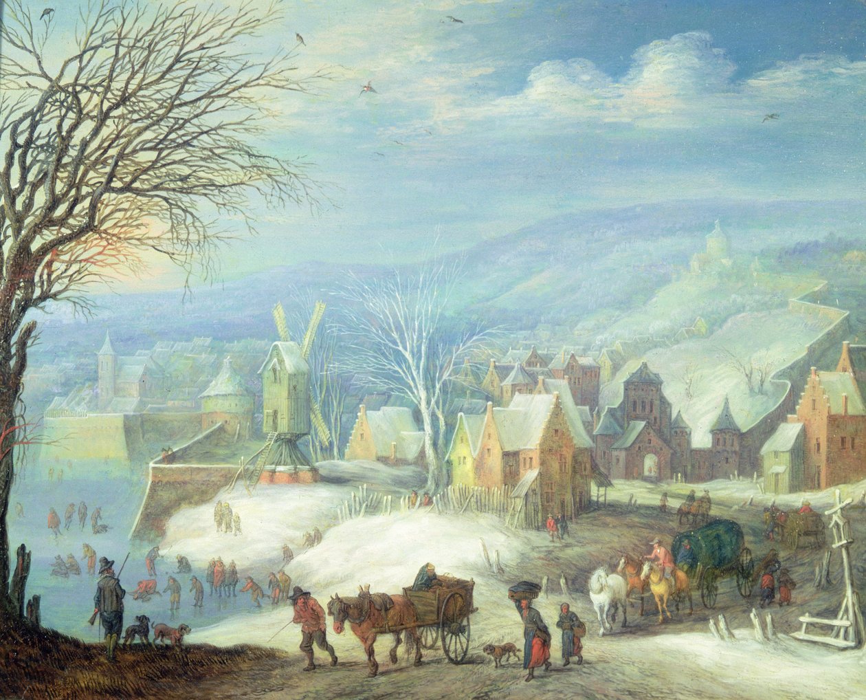 Winterlandschaft mit zahlreichen Figuren von Joseph van Bredael