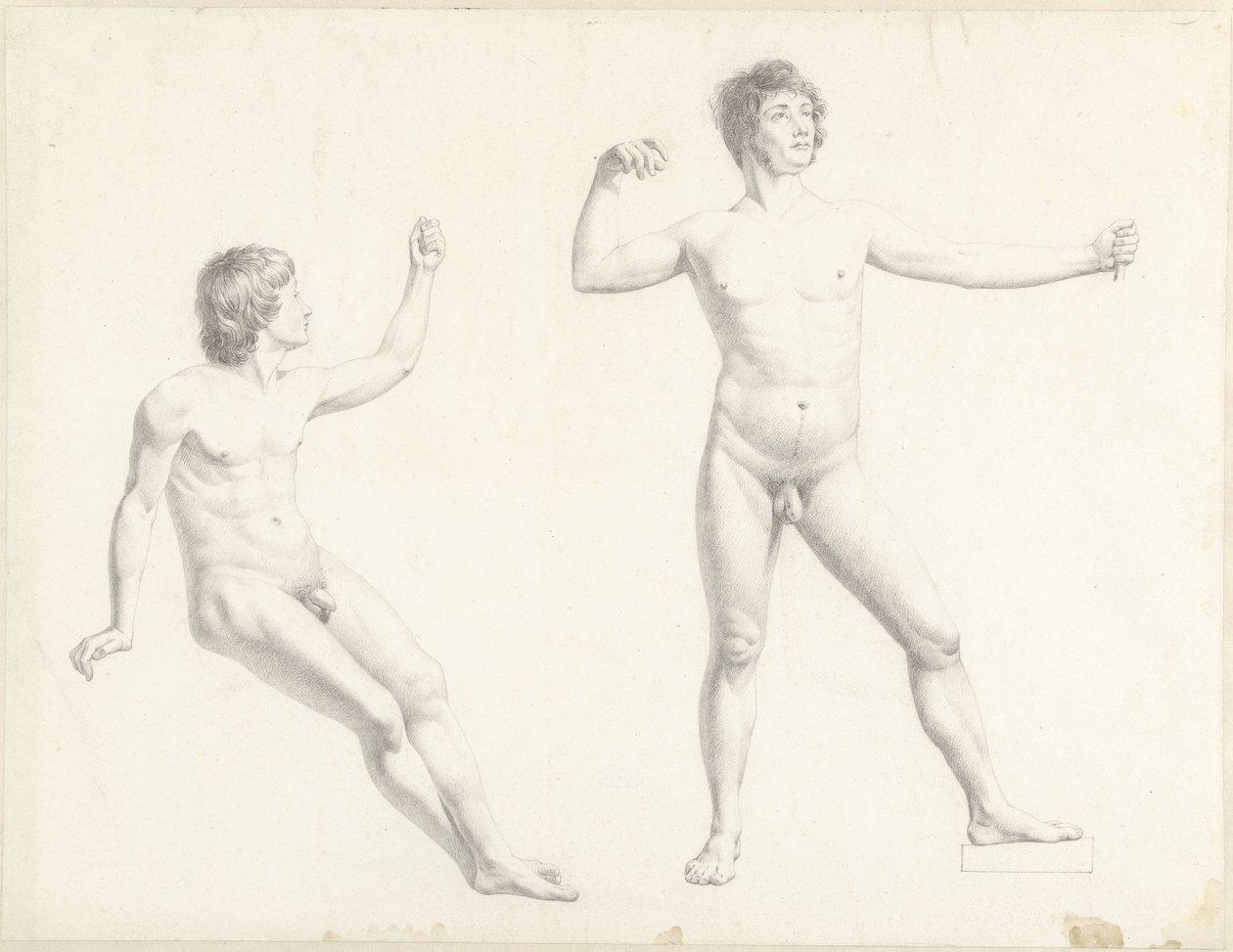 Zwei männliche Aktstudien von Josephus Augustus Knip