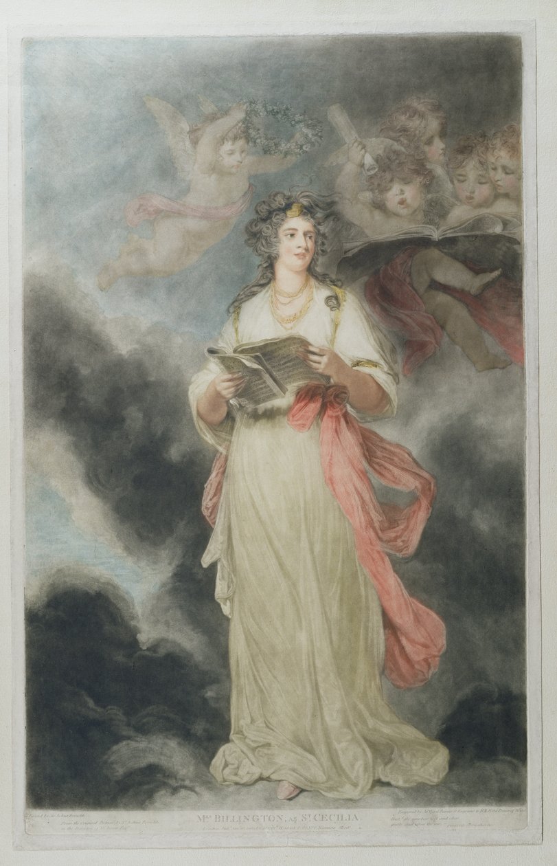 Elizabeth Billington (1768-1818) als St. Cecilia, graviert von James Ward (1769-1859), 1803 von Joshua Reynolds