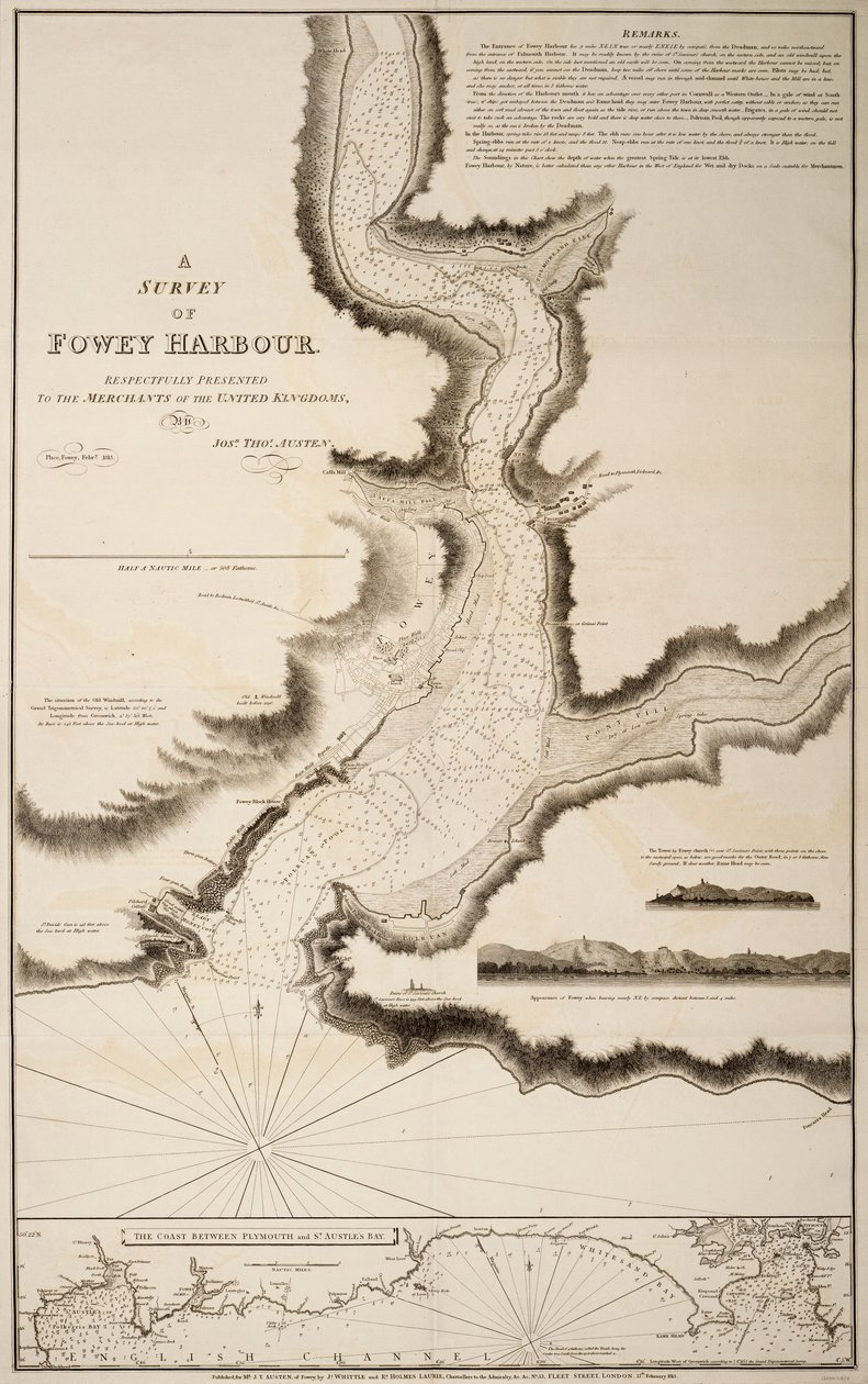 Eine Vermessung des Hafens von Fowey von Joshua Thomas Austen