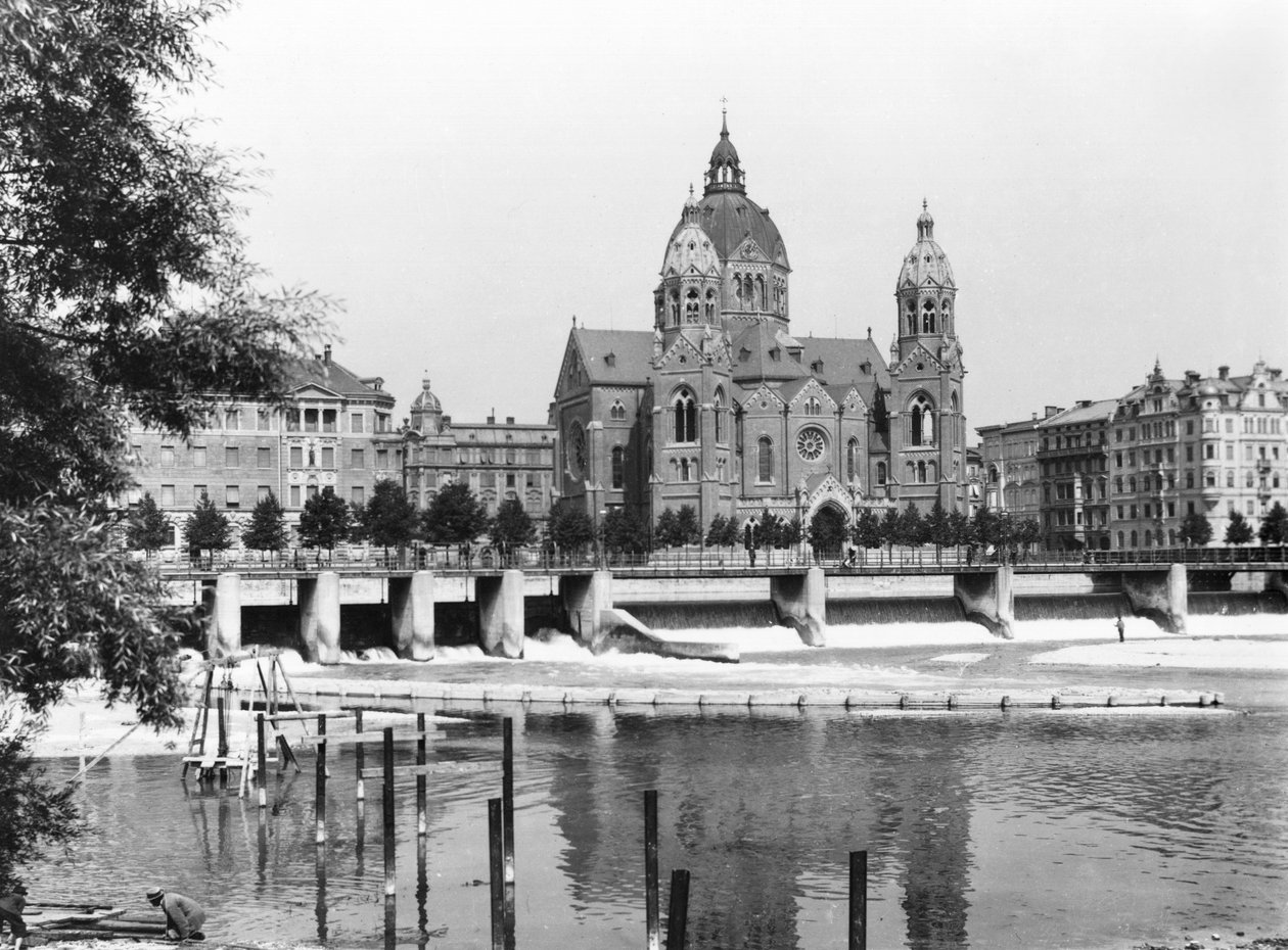 Der Fluss Isar in München, ca. 1910 von Jousset