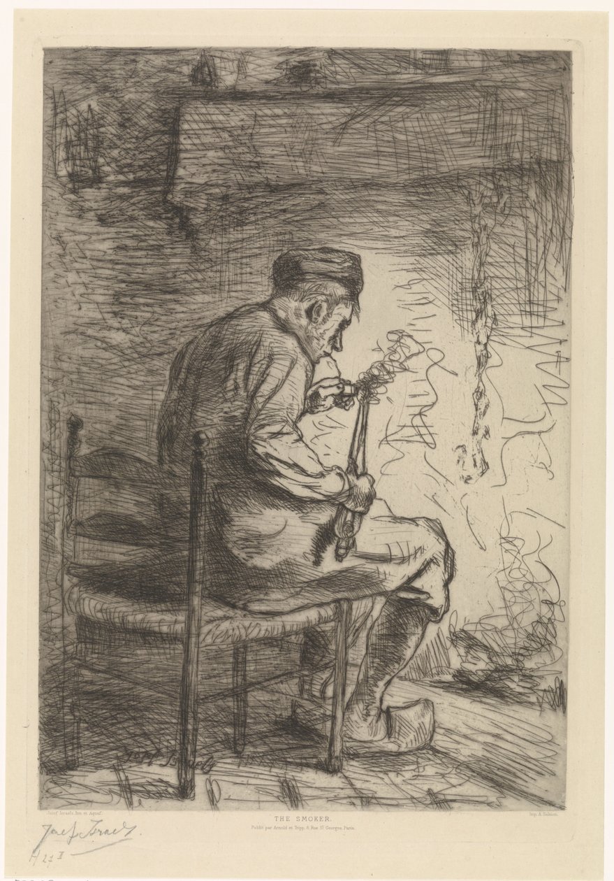 Interieur mit Raucher von Jozef Israëls