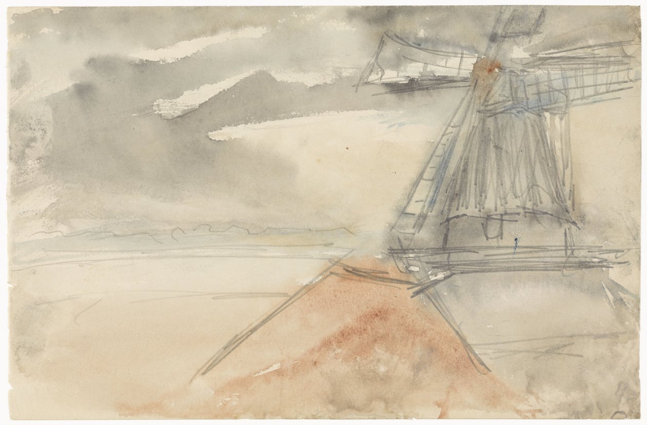 Mühle bei bewegtem Himmel von Jozef Israëls