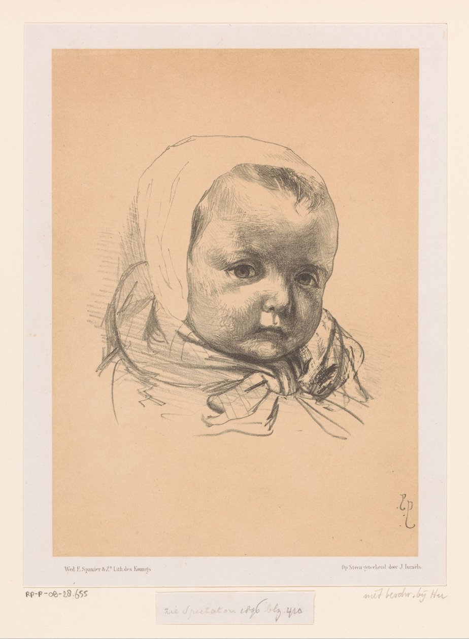 Porträt eines Babys mit Mütze von Jozef Israëls