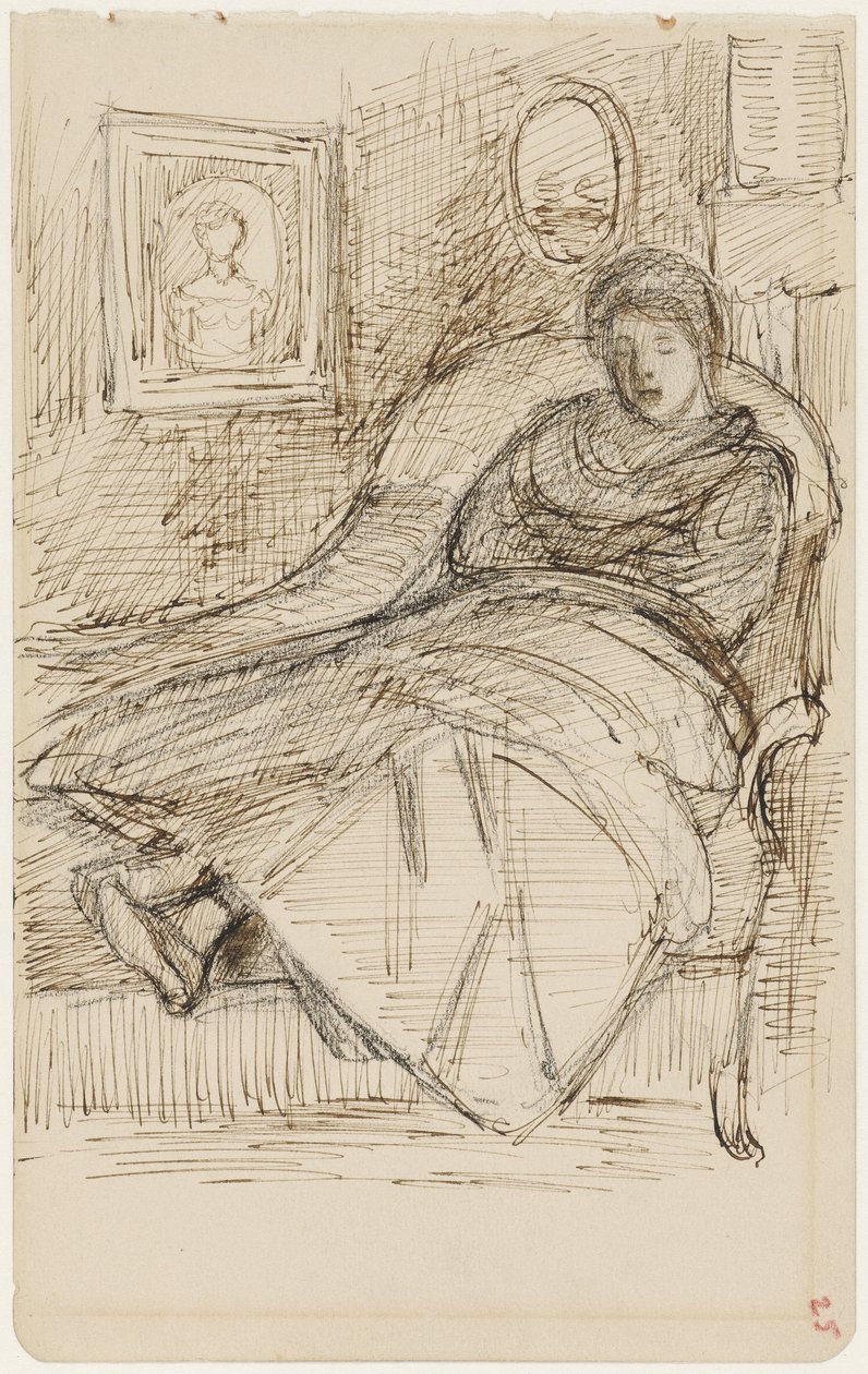 Schlummernde Frau auf einem Sofa von Jozef Israëls