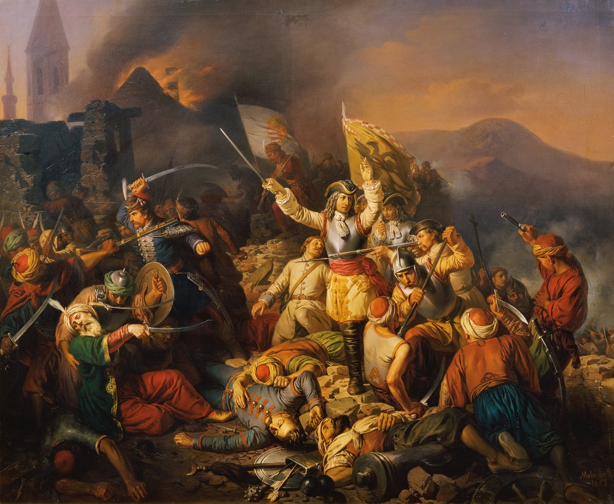 Die Rückeroberung von Buda, 1686 von Jozsef Molnar