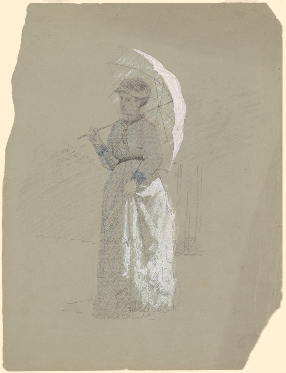 Frau mit Sonnenschirm von Jr. Enoch Wood Perry