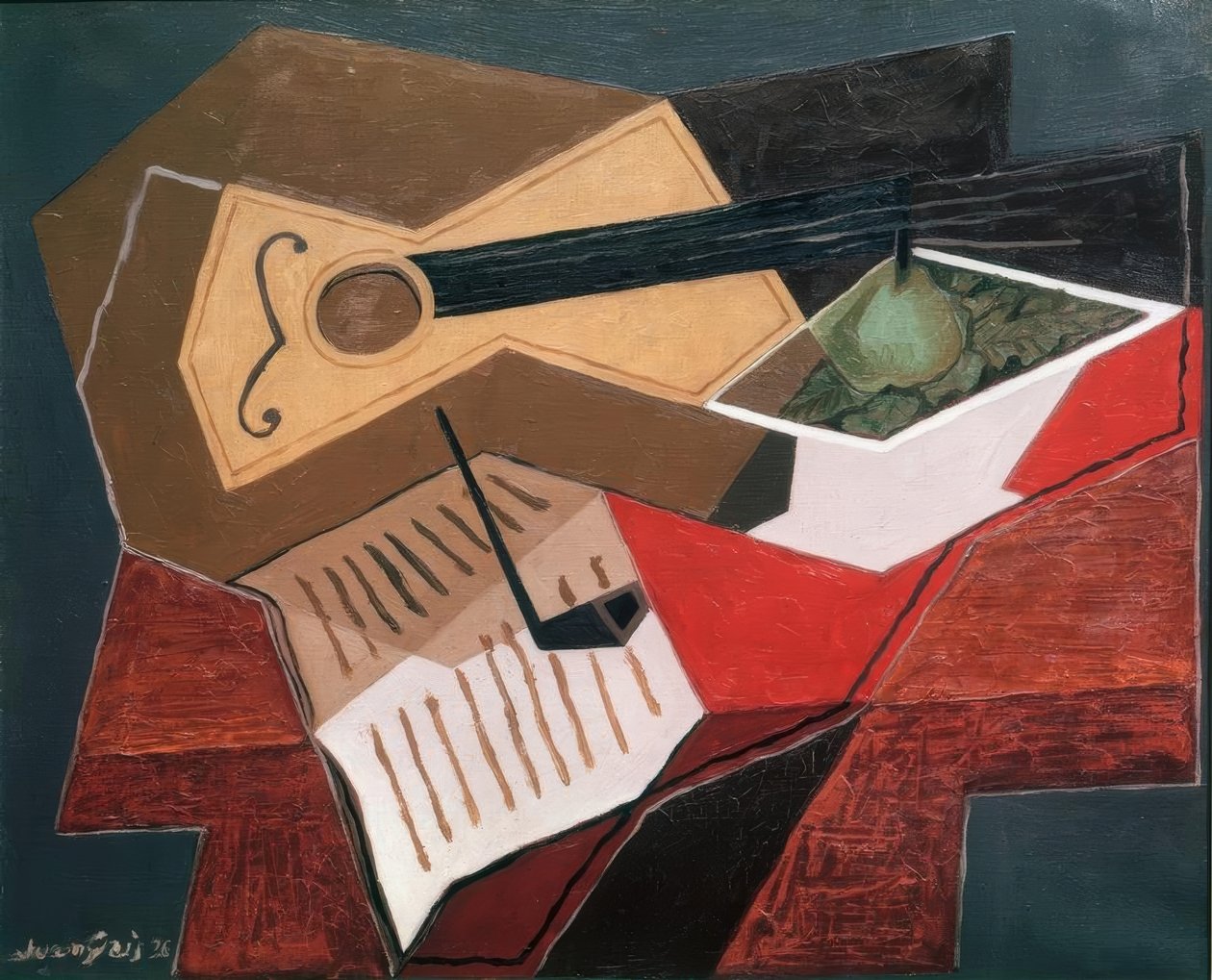 Gitarre und Obstschale von Juan Gris