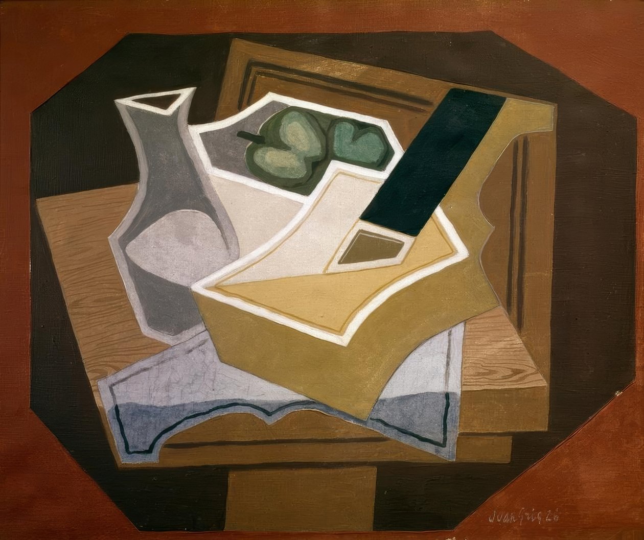 Gitarre, Äpfel und Karaffe von Juan Gris