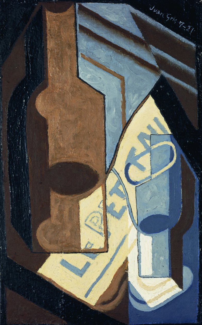 Flasche und Glas, 1921 von Juan Gris