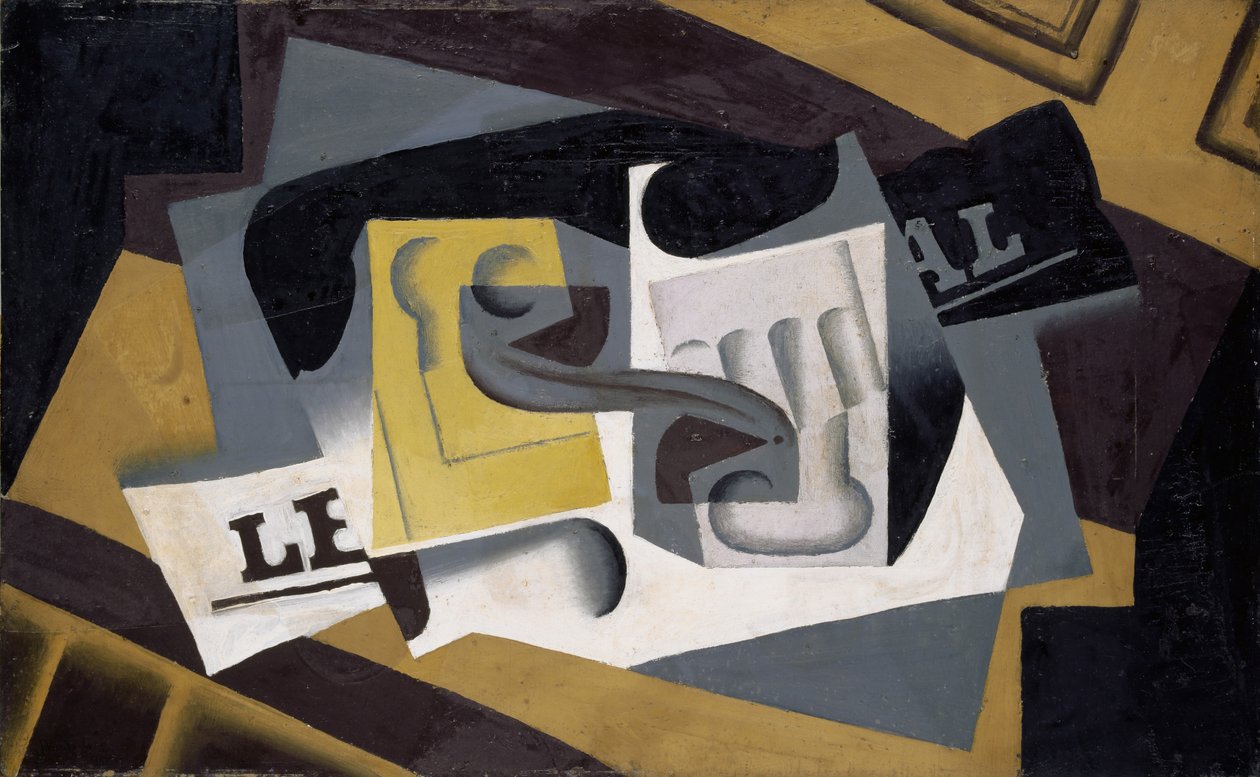Glas und Zeitung von Juan Gris