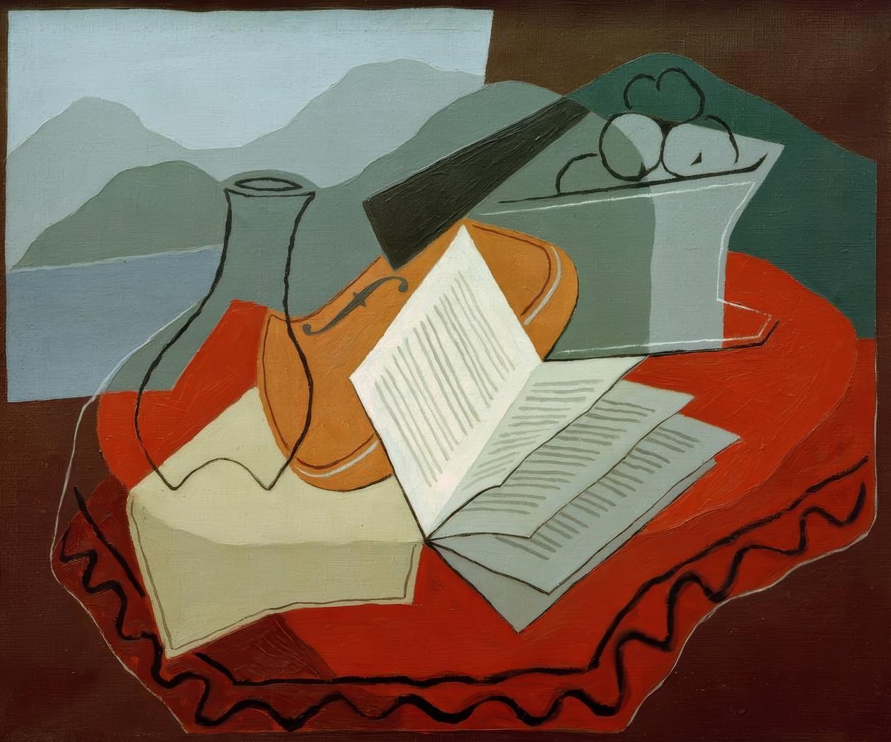 Geige am offenen Fenster von Juan Gris