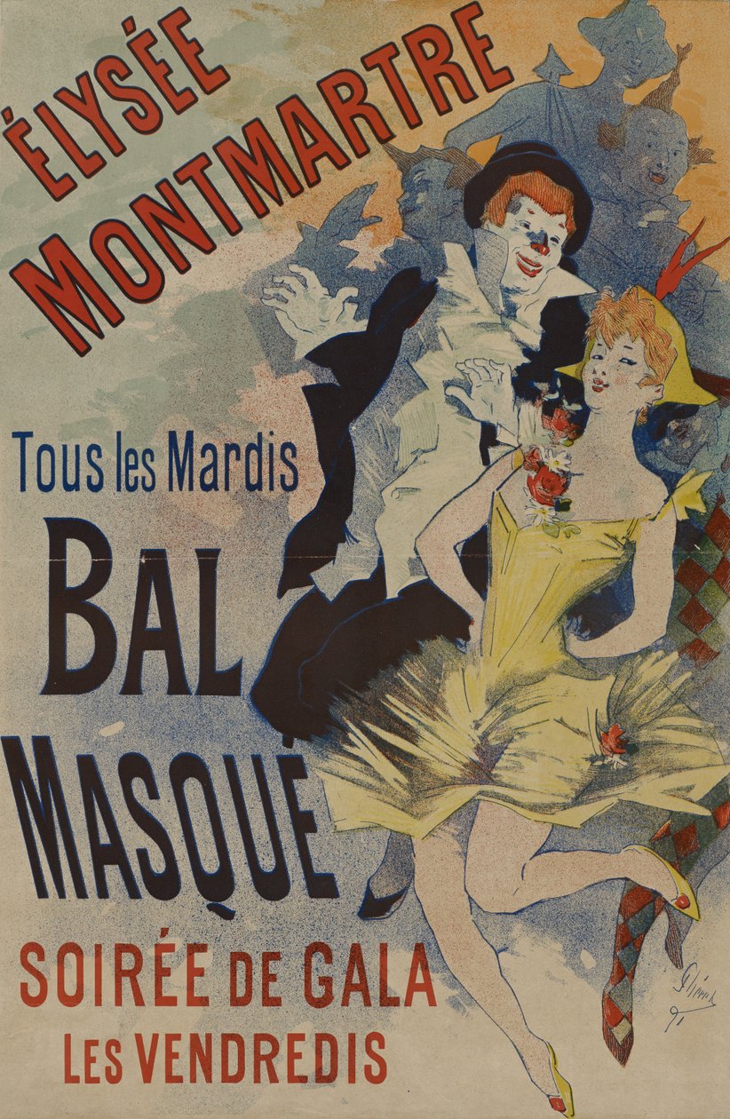 Élysée Montmartre: Bal Masqué, veröffentlicht am 18. Januar 1891 von Jules Cheret