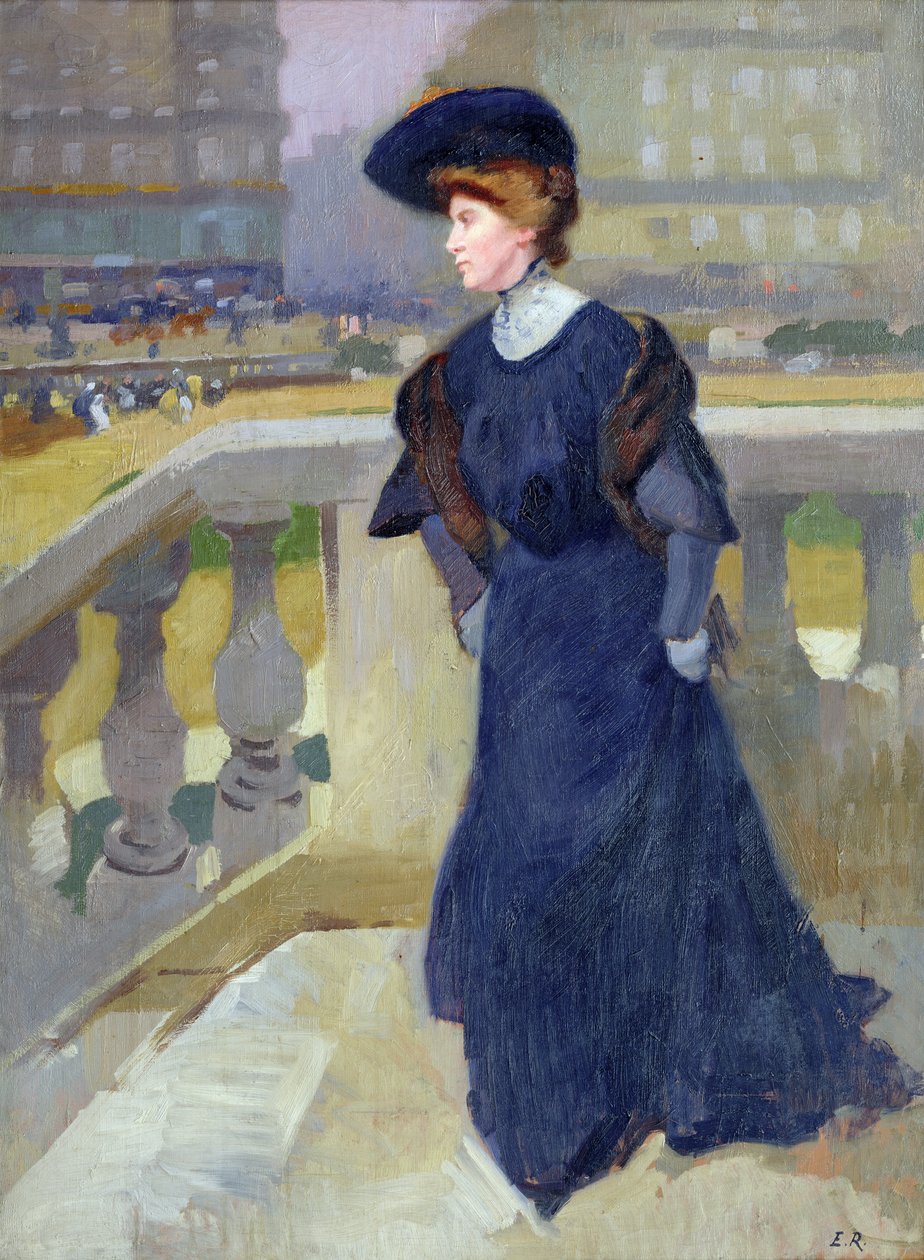 Madame Renoux auf den Stufen der Trinity Church, 1904 von Jules Ernest Renoux
