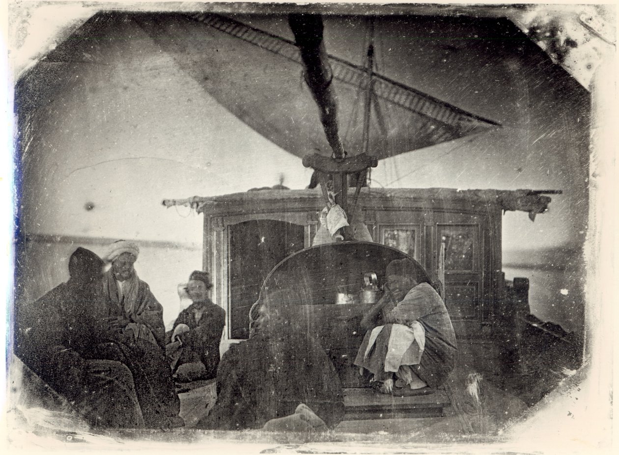 Segelboot und Reisende auf dem Nil, 1845-6 von Jules Itier