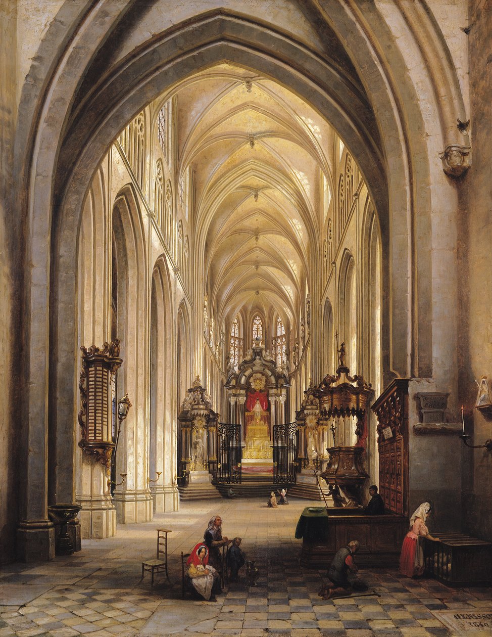 Innenraum einer Kirche, 1840 von Jules Victor Genisson