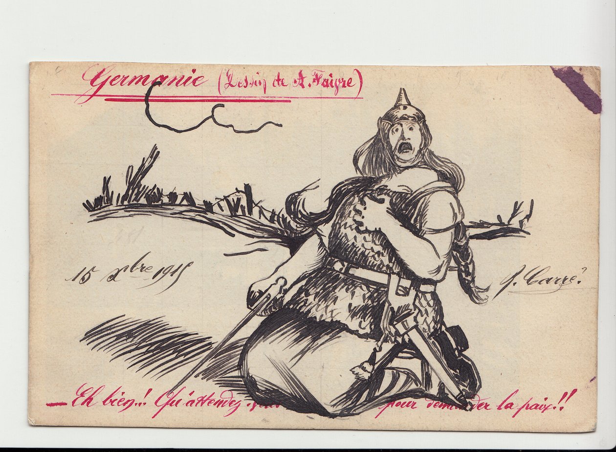 Postkarte, Satirisch in Farben von Jules Abel Faivre