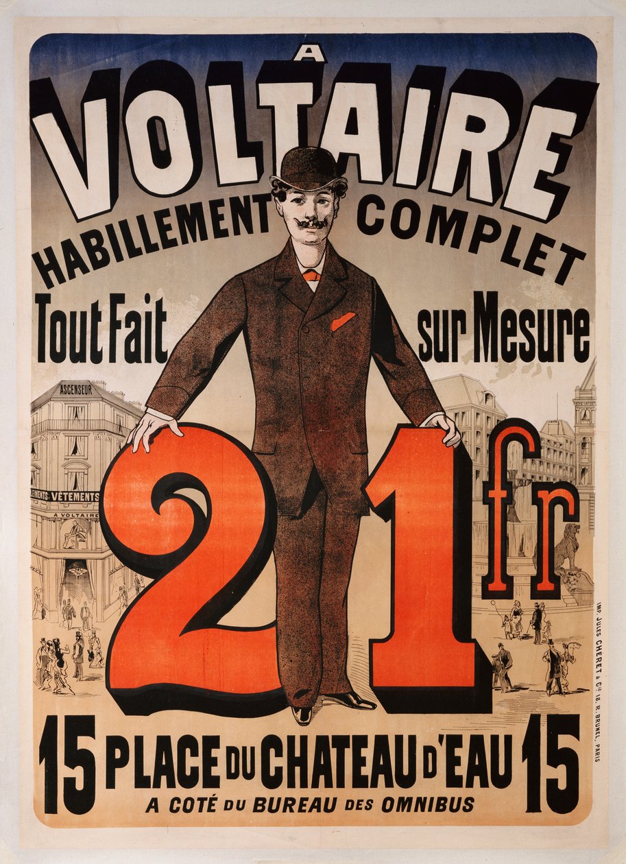 Plakatwerbung für "A Voltaire", ca. 1877 von Jules Cheret