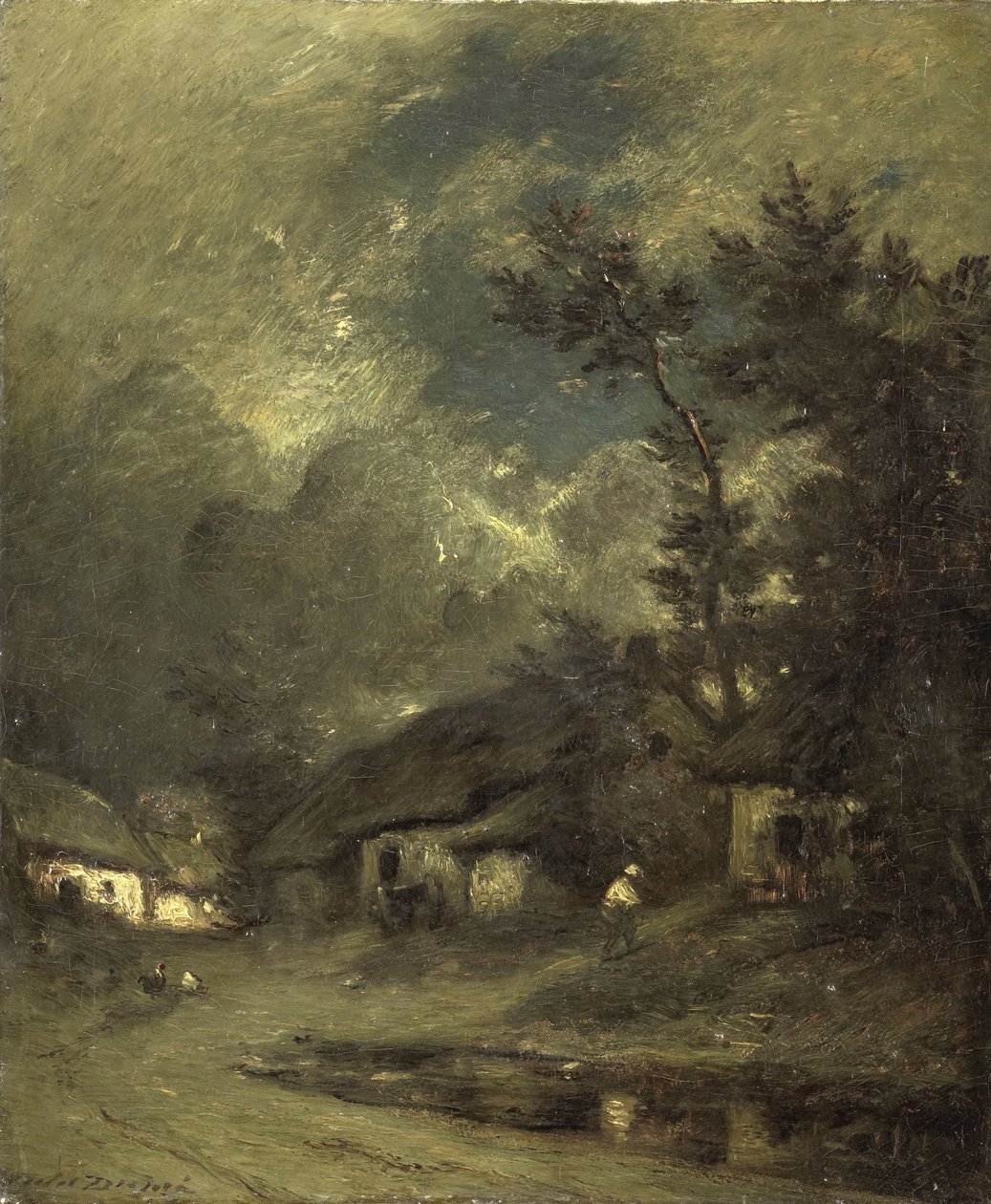 Ein Dorf bei Nacht von Jules Dupré