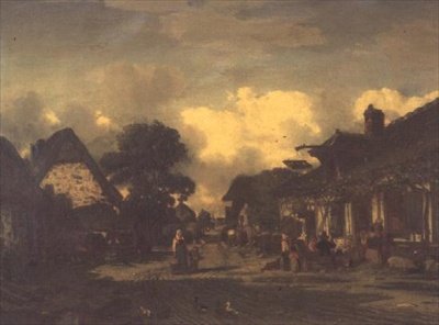 Die Straße vor dem Gasthaus von Jules Dupré