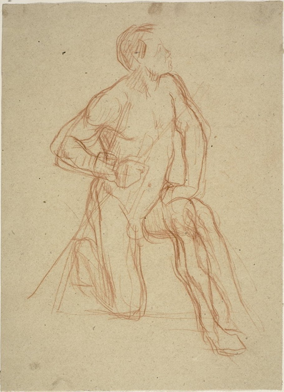 Kniende männliche Figur von Jules Elie Delaunay