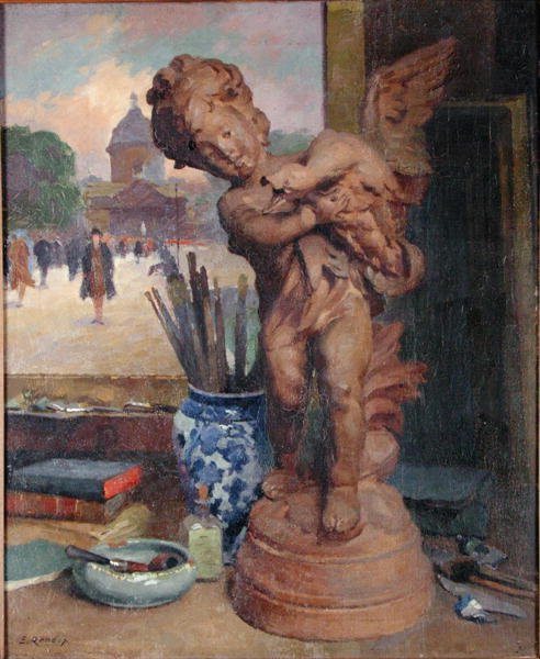 Stillleben mit einem Engel von Jules Ernest Renoux